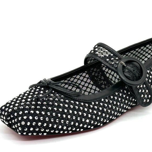 Christian Louboutin MAMASTRAPITINA Strass Crystal Mesh Ballerina Flat Shoes - Picture 9 of 16